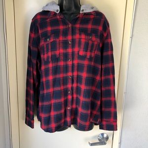 Button up hoodie flannel